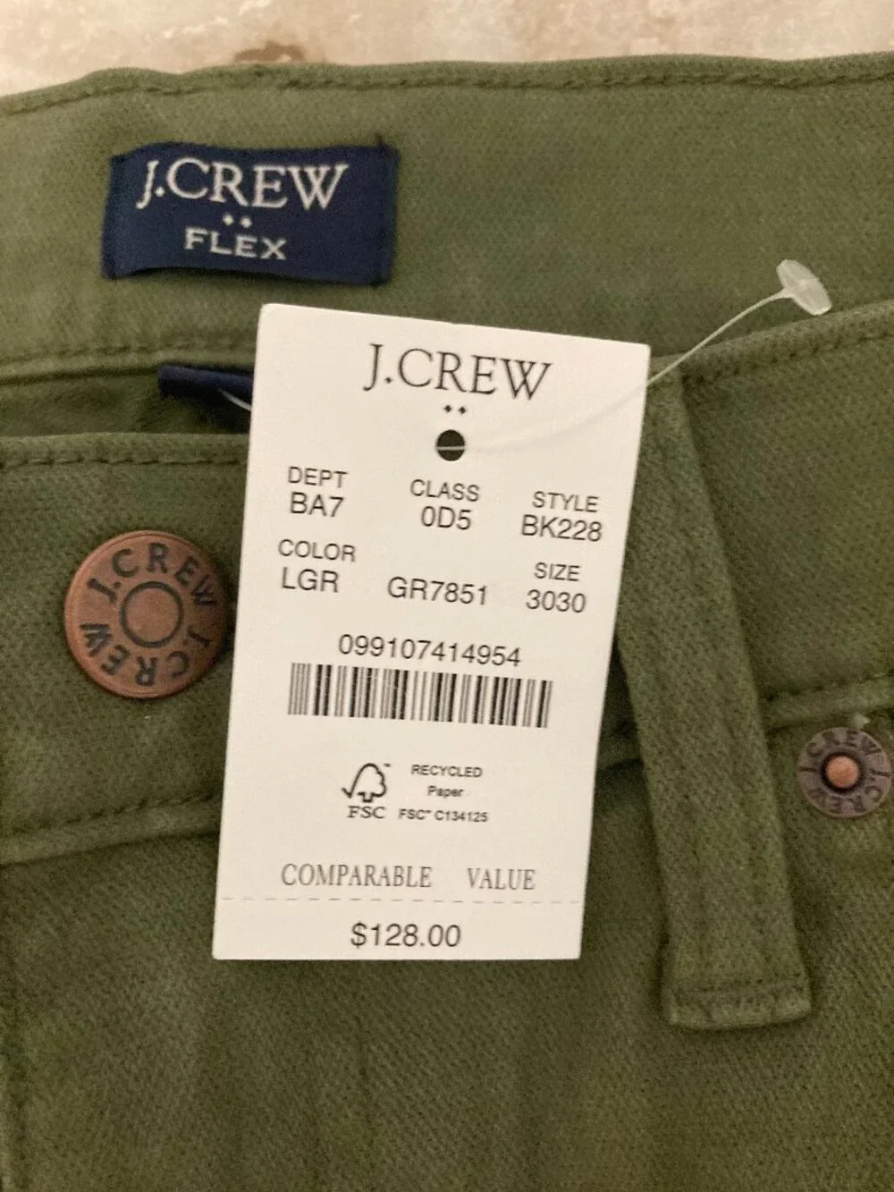 New With Tags J Crew Men's Pants 30/30